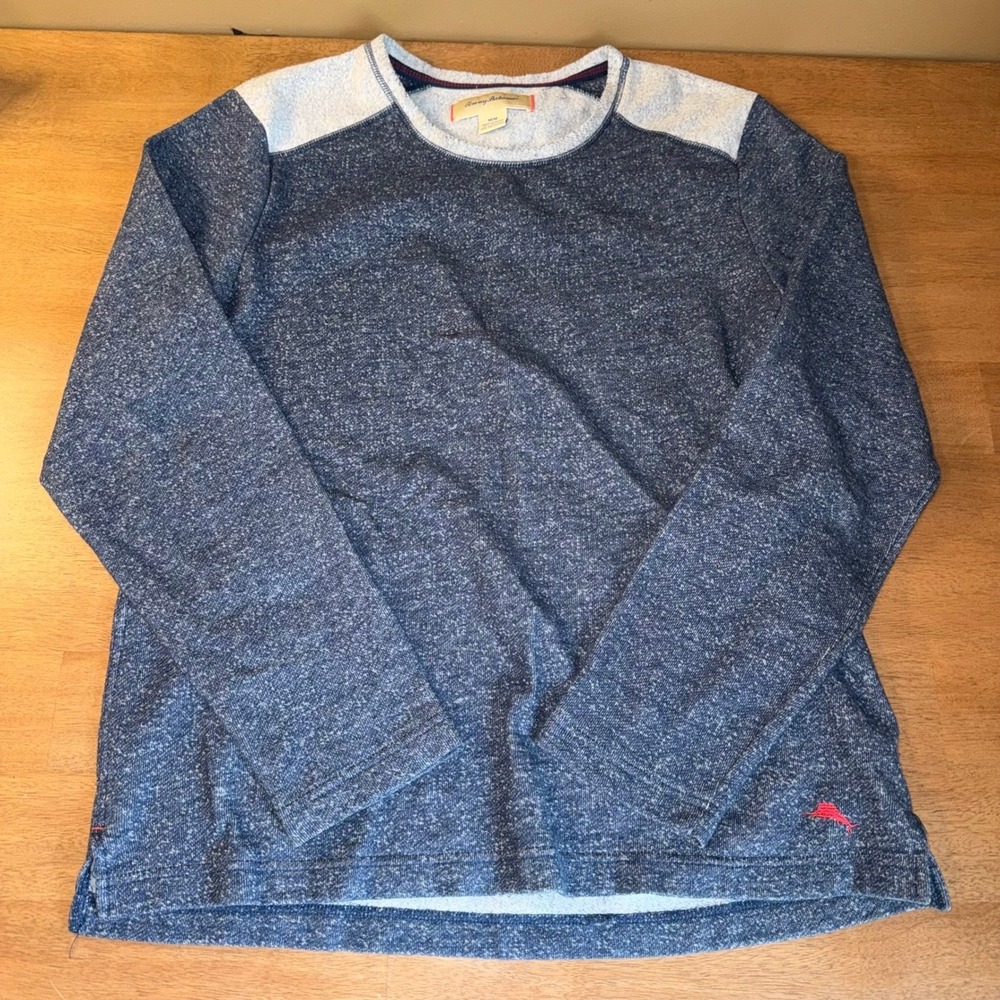 Tommy Bahama Mens Blue Heathered Long Sleeve Crew Neck Sweatshirt Medium